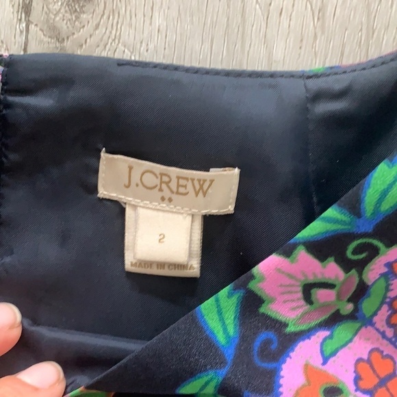 J. Crew Factory Navy purple Floral Shift Dress Sz 2 career or casual midi party - Picture 6 of 12